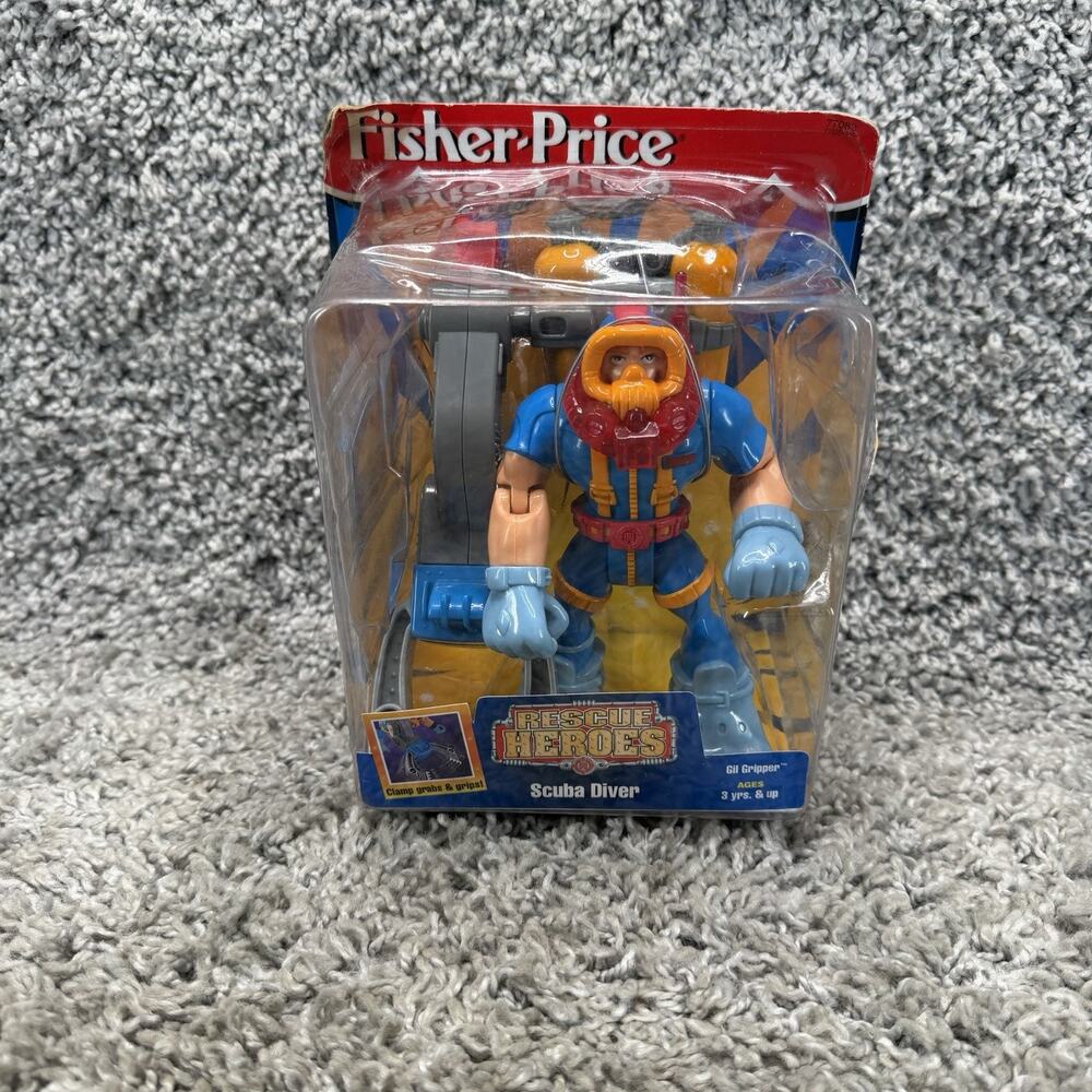 1997 Fisher Price Rescue Heroes Gil Gripper Scuba Diver Figure Toy New Sealed